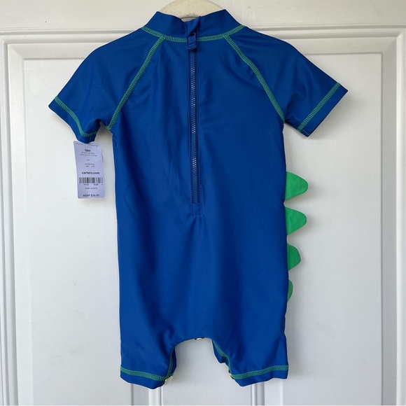 •Carter’s• NWT Short Sleeve Dinosaur RashGuard Romper - Size 18 Months - Picture 5 of 11
